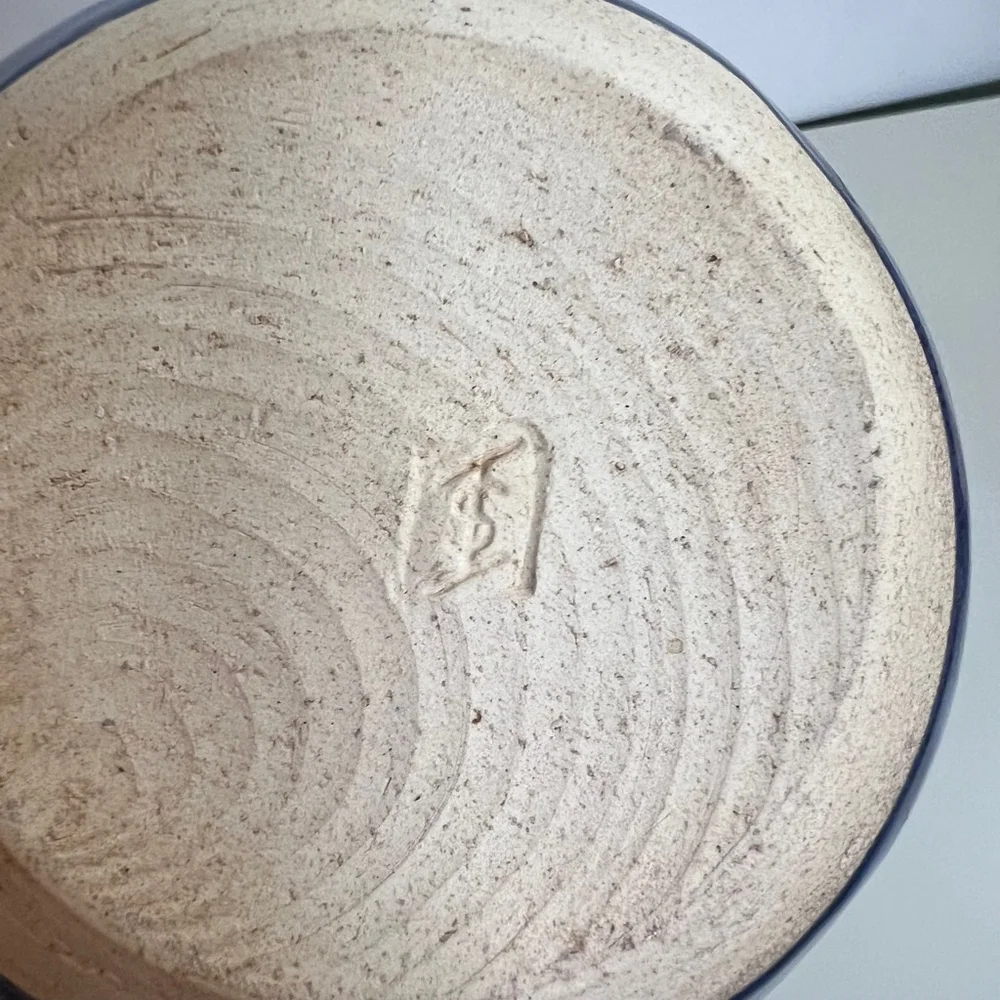 Vintage studio Handcrafted Blue and Brown Ceramic‎ Bowl